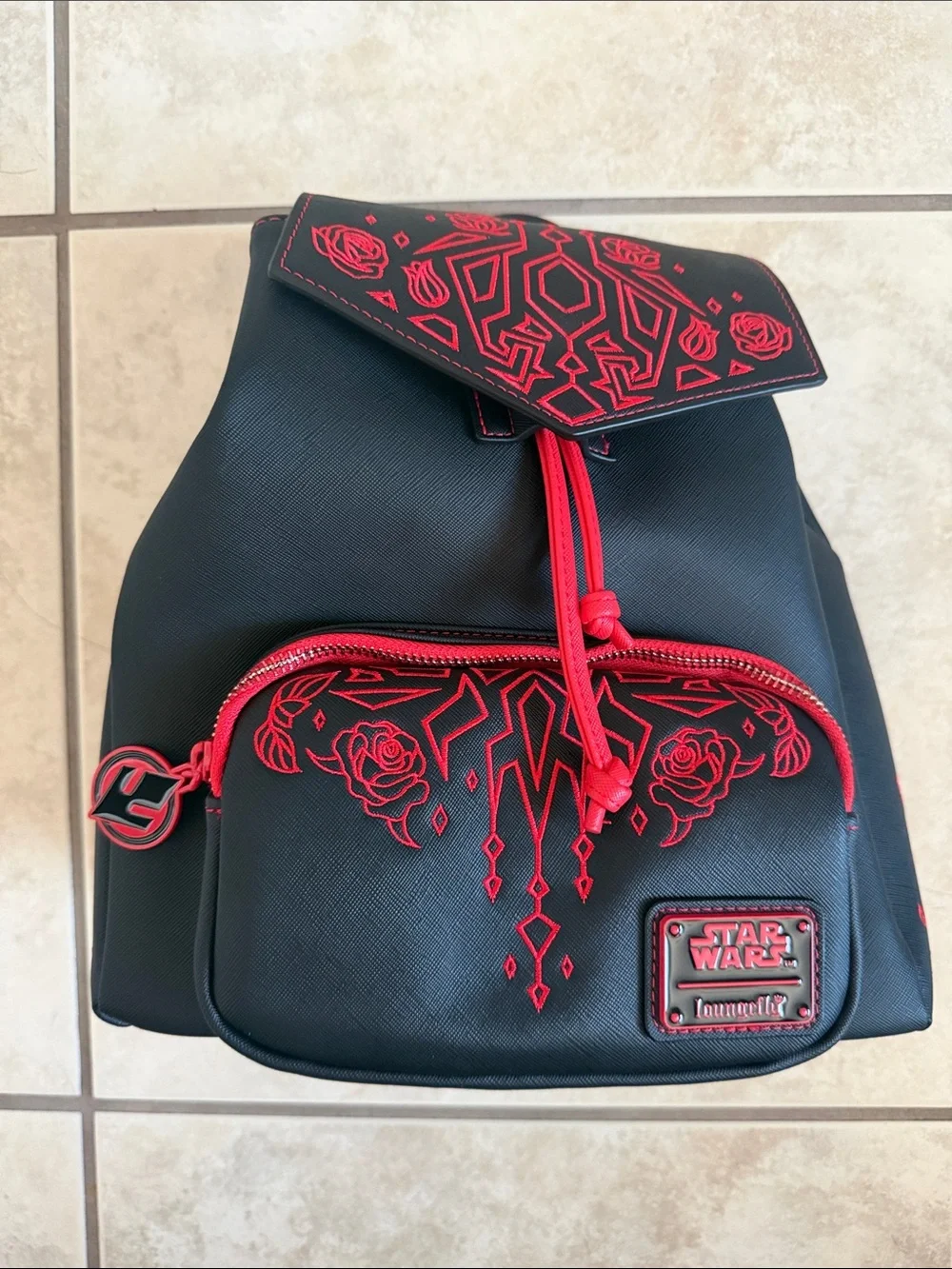 Loungefly Black and Red Star Wars Embroidered Backpack